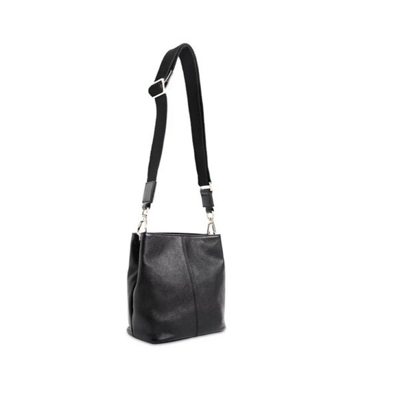 WHISTLES Dion pebbled leather small bucket crossbody bag + Dust bag BLACK - Picture 2 of 13